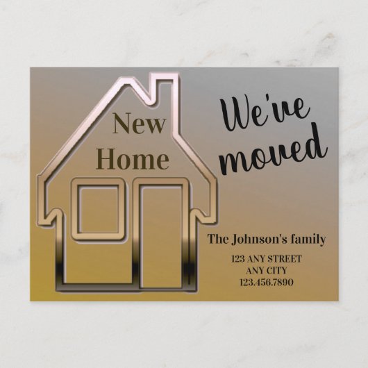 We zijn verhuisd, nieuw thuis, simpele aankondigin aankondigingskaart (Voorkant)