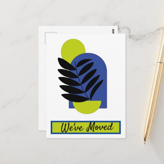 We zijn verhuisd Nieuwe adres Abstract Botanisch Briefkaart (Voorkant / Achterkant in situ)