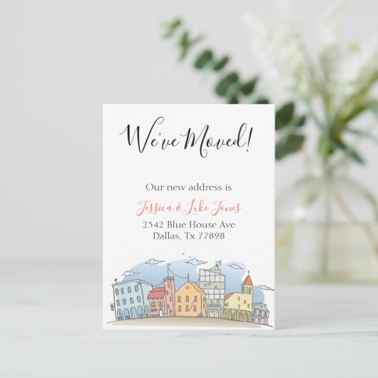 We zijn verhuisd Nieuwe adres mededeling Verhuizin Aankondigingskaart (Staand voorkant)