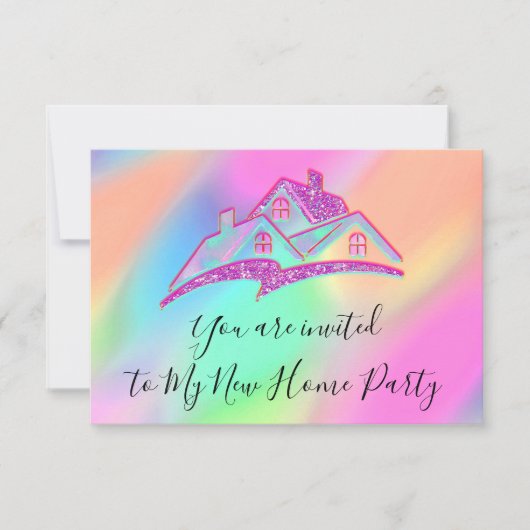 We Zijn Verhuisd Nieuwe Thuis Uitnodiging Holograf (Voorkant)