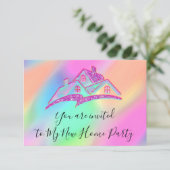 We Zijn Verhuisd Nieuwe Thuis Uitnodiging Holograf (Staand voorkant)