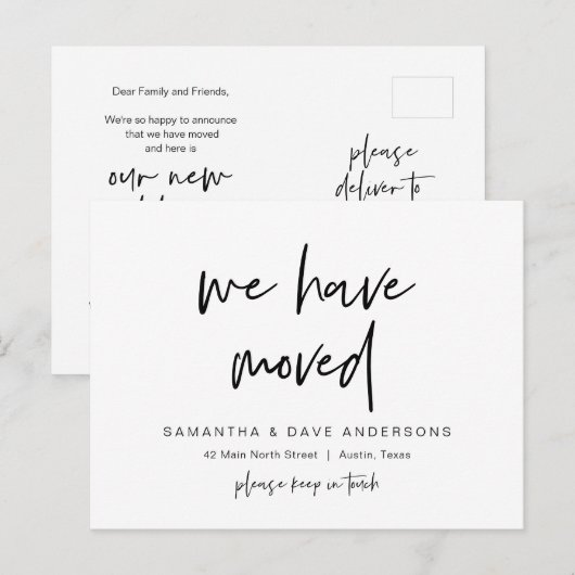 We zijn verhuisd, Nieuwe thuisadres aankondiging Briefkaart (Voorkant / Achterkant)