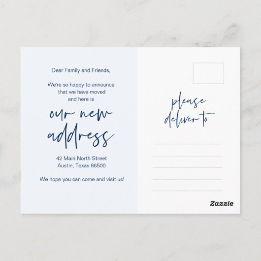 We zijn verhuisd, Nieuwe thuisadres aankondiging Briefkaart (Achterkant)