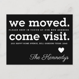We zijn verhuisd om typografie Black White Moving  Aankondigingskaart