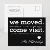 We zijn verhuisd om typografie Black White Moving Aankondigingskaart (Voorkant / Achterkant)
