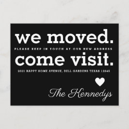 We zijn verhuisd om typografie Black White Moving Aankondigingskaart