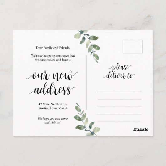 We zijn verhuisd, onze nieuwe thuisadres aankondig briefkaart (Achterkant)