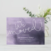 We zijn verhuisd. Paars handgeschreven nieuw adres Aankondiging (Staand voorkant)