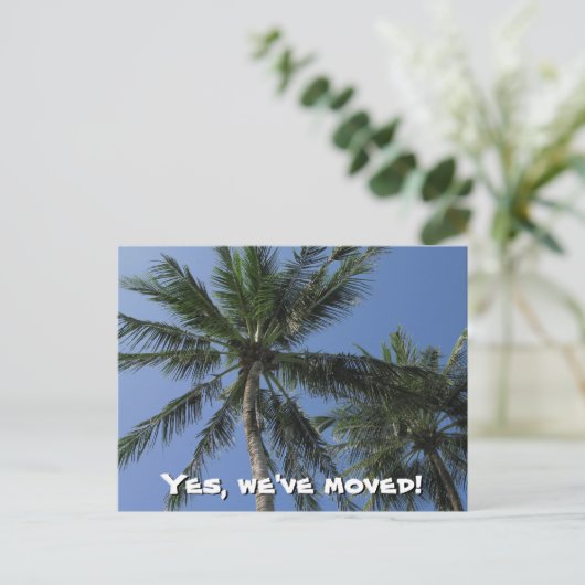 We zijn verhuisd - Palm Trees op Briefkaart (Staand voorkant)