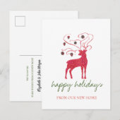 We zijn verhuisd, Red Deer Ornamenten Holiday Aankondigingskaart (Voorkant / Achterkant)