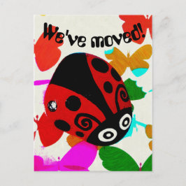 We zijn verhuisd, Red Ladybug en Butterflies brief Aankondigingskaart