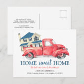 We zijn verhuisd | Red Truck Adreswijziging Aankondigingskaart (Voorkant / Achterkant)