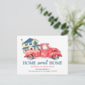We zijn verhuisd | Red Truck Adreswijziging Aankondigingskaart (Staand voorkant)