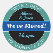 We zijn verhuisd, retouradres, Circle Design Ronde Sticker (Voorkant)