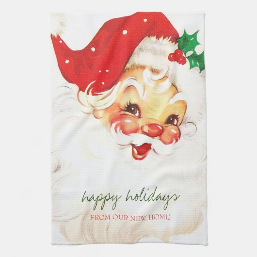 We zijn verhuisd,Retro Kerstman Theedoek (Verticaal)