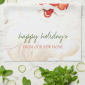 We zijn verhuisd, Retro Santa Claus. Theedoek (Gevouwen)