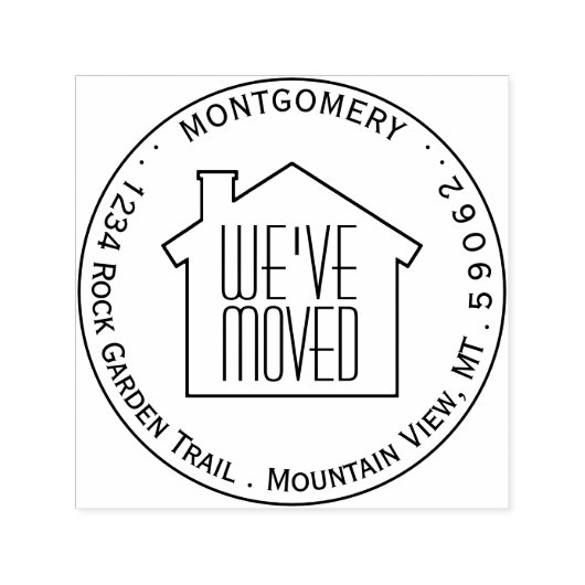 We zijn verhuisd rond Logo Circle naam retouradres Zelfinktende Stempel (Design)