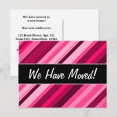 "We zijn verhuisd!" + Roze/Magenta strepen patroon Aankondigingskaart (Voorkant / Achterkant)