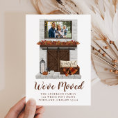 We zijn verhuisd Rustic Fall Farmhouse Open Haard Aankondiging