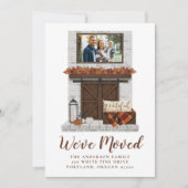 We zijn verhuisd Rustic Fall Farmhouse Open Haard Aankondiging (Voorkant)