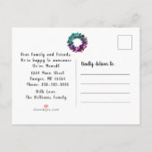 We zijn verhuisd Rustic Krans Teal Paars Verhuisbe Aankondigingskaart (Achterkant)