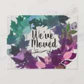 We zijn verhuisd Rustic Krans Teal Paars Verhuisbe Aankondigingskaart (Voorkant)