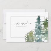 We zijn verhuisd Rustic Watercolor Evergreen Aankondiging (Voorkant)