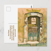 WE ZIJN VERHUISD! RUSTIEK GESCHILDERDE HOUTEN DEUR BRIEFKAART (Voorkant / Achterkant)