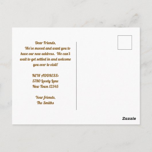 WE ZIJN VERHUISD! RUSTIEK GESCHILDERDE HOUTEN DEUR BRIEFKAART (Achterkant)