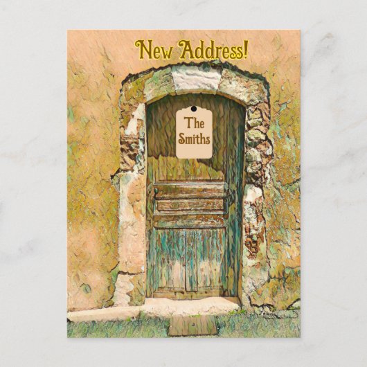 WE ZIJN VERHUISD! RUSTIEK GESCHILDERDE HOUTEN DEUR BRIEFKAART (Voorkant)