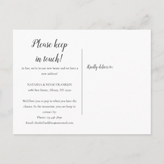 We zijn verhuisd Script Nieuw Adres Foto Aankondigingskaart (Achterkant)