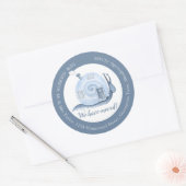 We zijn verhuisd slakkenhuis blauw adreswijziging ronde sticker (Envelop)