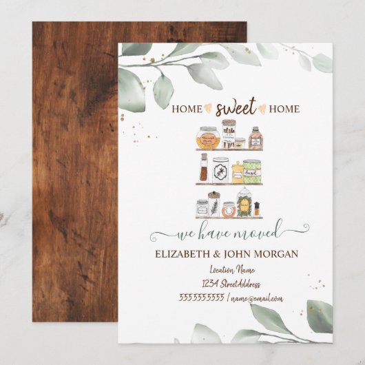 We zijn verhuisd, Stockkeuken, bladeren, hout (Voorkant / Achterkant)