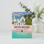 We zijn verhuisd | Strand Ocean New Home Aankondigingskaart (Staand voorkant)