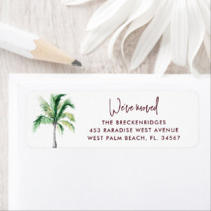 We Zijn Verhuisd Strand Palmboom Retouradres Etiket