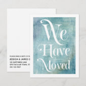 We Zijn Verhuisd Typography Distressed Teal Kaart (Voorkant / Achterkant)