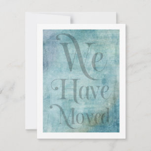 We Zijn Verhuisd Typography Distressed Teal Kaart
