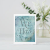 We Zijn Verhuisd Typography Distressed Teal Kaart (Staand voorkant)