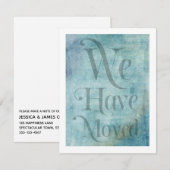 We Zijn Verhuisd Typography Distressed Teal Kaart (Voorkant / Achterkant)