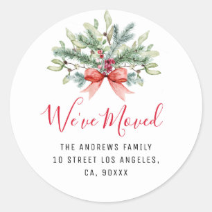 We zijn verhuisd vakantie bloemennieuwe adres stic ronde sticker