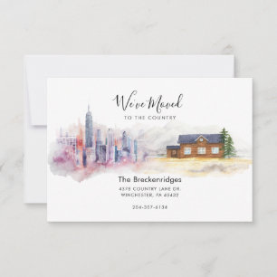 We zijn verhuisd van Stad naar Landelijke Omgeving Notitiekaartje