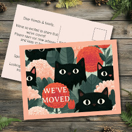 We Zijn Verhuisd Verhuisbericht Zwarte Kat Bloemen Briefkaart