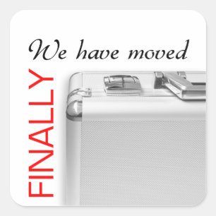 We zijn verhuisd vierkante sticker