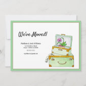 We zijn verhuisd. Waterverf bagage en orchidee Pla Kaart (Voorkant)