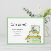 We zijn verhuisd. Waterverf bagage en orchidee Pla Kaart (Staand voorkant)