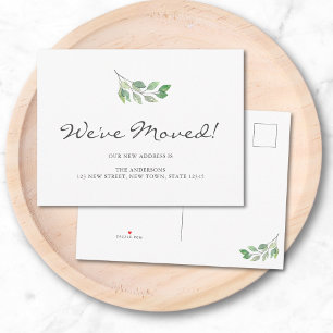 We zijn verhuisd Waterverf Bladeren Bewegen Aankondigingskaart