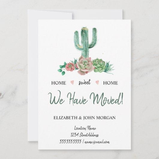 We Zijn Verhuisd, Waterverf Bloemen Cactus Succule (Voorkant)