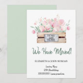 We Zijn Verhuisd,Waterverf Bloemen Doos Verhuizen (Voorkant / Achterkant)