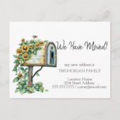 We zijn verhuisd, Waterverf mailbox zonnebloemen Aankondigingskaart (Voorkant)