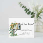 We zijn verhuisd, Waterverf mailbox zonnebloemen Aankondigingskaart (Staand voorkant)